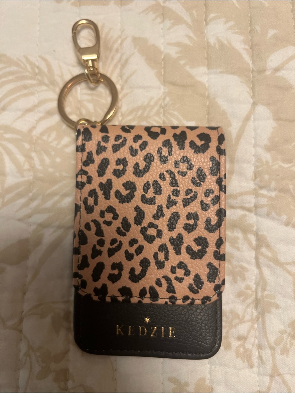 Kedzie Leopard Print Card Case Keychain - Tan and Black